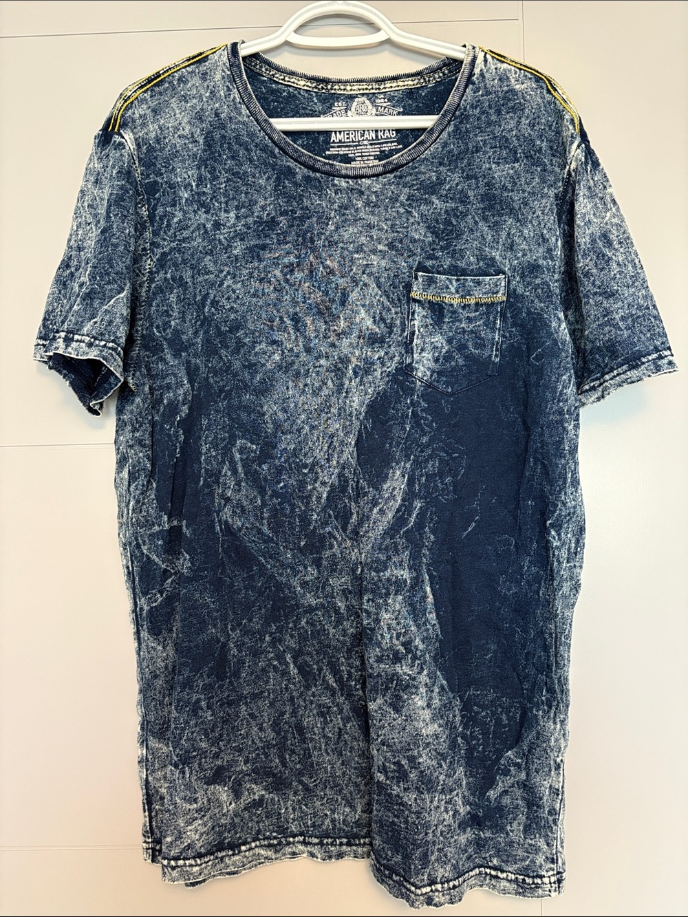 American Rag Men's Distressed Blue Short-Sleeve Pocket Tee